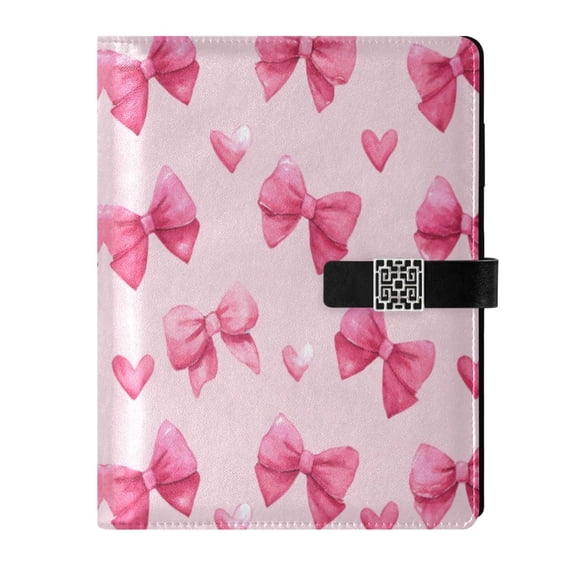 Leather Planner Leather Notebook Notebook Journal Binder Design Pen Pocket Design Convenient for Storage Valentine's Day Bow