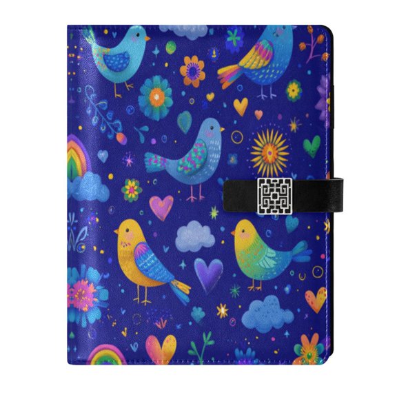 Leather Planner Leather Notebook Notebook Journal Binder Design Pen Pocket Design Convenient for Storage Vibrant Bird Flight Pattern