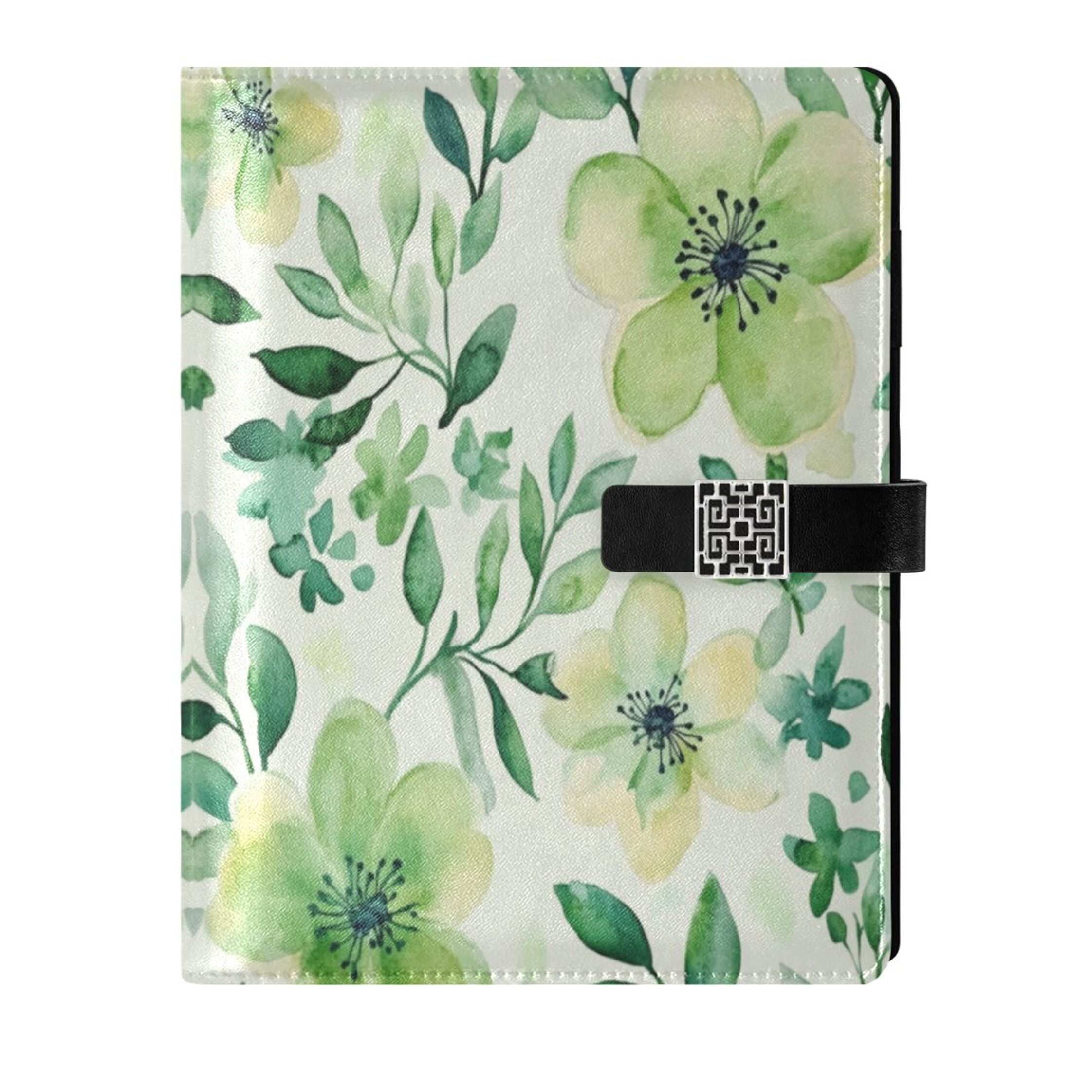 Leather Planner Leather Notebook Notebook Journal Binder Design Pen Pocket Design Convenient for Storage Vibrant Turquoise Flowers