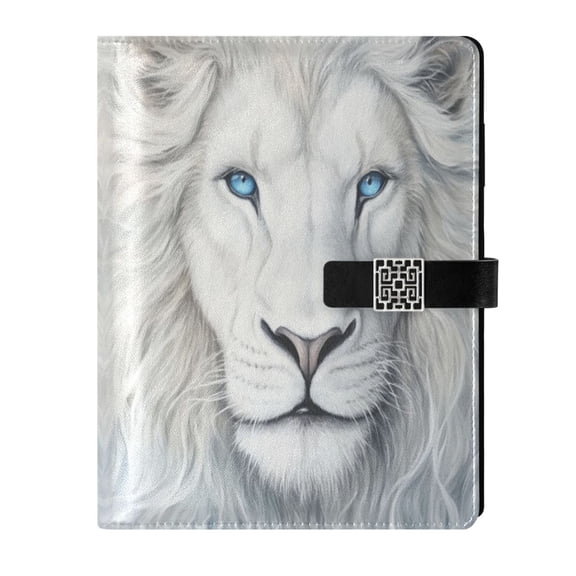 Leather Planner Leather Notebook Notebook Journal Binder Design Pen Pocket Design Convenient for Storage White Lion Face