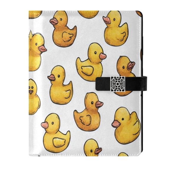Leather Planner Leather Notebook Notebook Journal Binder Design Pen Pocket Design Convenient for Storage Yellow Duck Seamless
