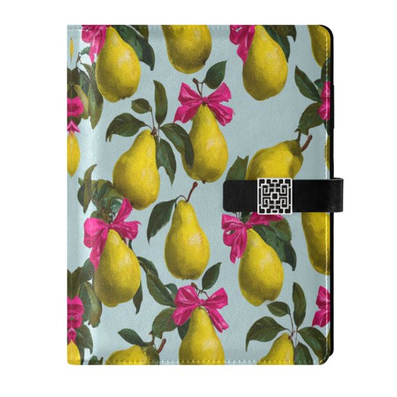 Leather Planner Leather Notebook Notebook Journal Binder Design Pen Pocket Design Convenient for Storage Yellow Pear Pattern