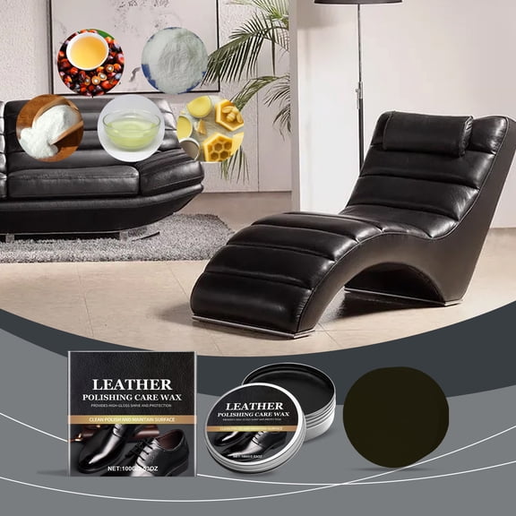 Leather Polishing Care Wax, 100g Black Leather Restorer and Conditioner with Beeswax, Waterproof Stain Remover & Scratch Repair Cream for Car Interiors, Sofas, and Boots
