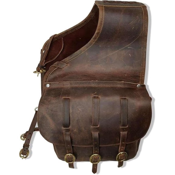 Leather Pommel Saddle Bags for Western Horse| Trail Riding Bag with Strap for Horse Gear| Equestrian Gifts|Gear Carrier Saddle Bag