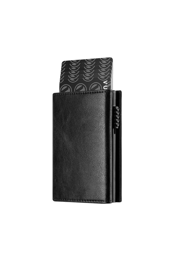 Leather Pop-Up Card Holder Wallet, Magnetic Closure Wallet with Coin Pocket & ID Window, Slim Credit Card Organizer for Daily Commute & Cash Storage