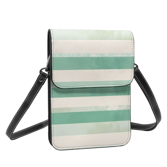 Leather Portable Mobile Phone Bag Purse Purse Satchels 5.37.5in Scratch-Proof Dustproof For Shopping Work Dating Travel Lightseagreen Stripe_3