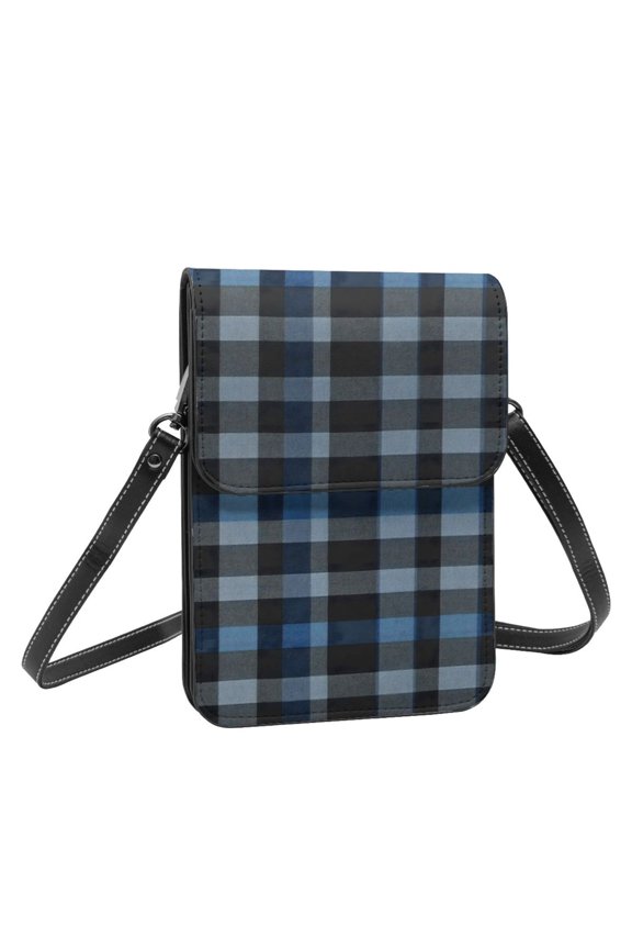 Leather Portable Mobile Phone Bag Purse Purse Satchels 5.37.5in Scratch-Proof Dustproof For Shopping Work Dating Travel Darkslateblue Buffalo Plaid Check Tartan Scotland_4