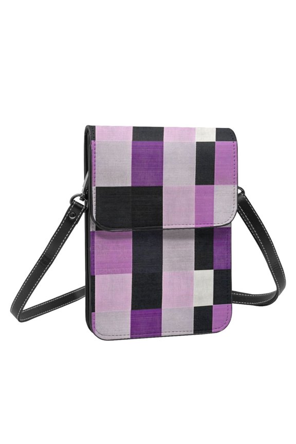 Leather Portable Mobile Phone Bag Purse Purse Satchels 5.37.5in Scratch-Proof Dustproof For Shopping Work Dating Travel Lavenderblush Buffalo Plaid Check Tartan Scotland_4