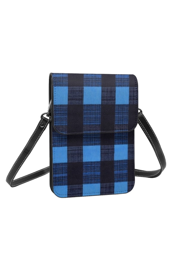 Leather Portable Mobile Phone Bag Purse Purse Satchels 5.37.5in Scratch-Proof Dustproof For Shopping Work Dating Travel Midnightblue Buffalo Plaid Check Tartan Scotland_4