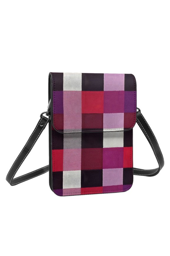 Leather Portable Mobile Phone Bag Purse Purse Satchels 5.37.5in Scratch-Proof Dustproof For Shopping Work Dating Travel Palevioletred Buffalo Plaid Check Tartan Scotland_2