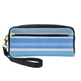 thumbnail image 1 of YFYANG Leather Portable Travel Small Makeup Bag, Multifunctional Storage Bag, Blue Woven Stripes Pattern Cosmetic Bag, 1 of 4