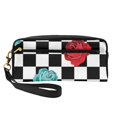 thumbnail image 1 of YFYANG Leather Portable Travel Small Makeup Bag, Multifunctional Storage Bag, Checkerboard Rose Pattern Cosmetic Bag, 1 of 4