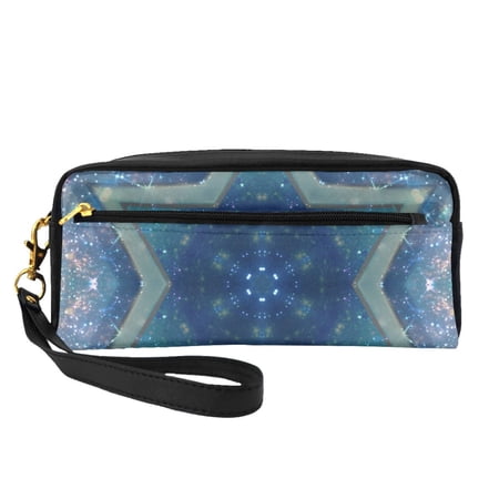 YFYANG Leather Portable Travel Small Makeup Bag, Multifunctional Storage Bag, Dream Kaleidoscope Pattern Cosmetic Bag
