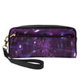 thumbnail image 1 of YFYANG Leather Portable Travel Small Makeup Bag, Multifunctional Storage Bag, Purple Sci-Fi Tunnel Pattern Cosmetic Bag, 1 of 4