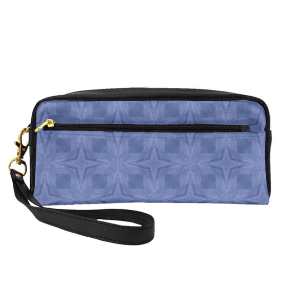 YFYANG Leather Portable Travel Small Makeup Bag, Multifunctional Storage Bag, Purple Star Pattern Cosmetic Bag