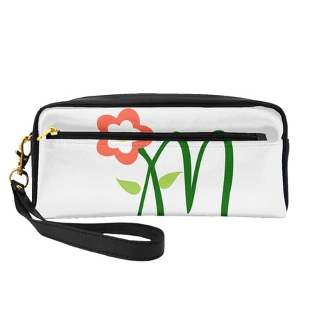 YFYANG Leather Portable Travel Small Makeup Bag, Multifunctional Storage Bag, Red Flower Art Pattern Cosmetic Bag