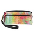 thumbnail image 1 of YFYANG Leather Portable Travel Small Makeup Bag, Multifunctional Storage Bag, Urban Architecture Graffiti Pattern Cosmetic Bag, 1 of 4