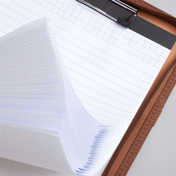 Leather Portfolio Folder with Zipper for Women/Men, Business Padfolio Handle, Conference Notepad Browm