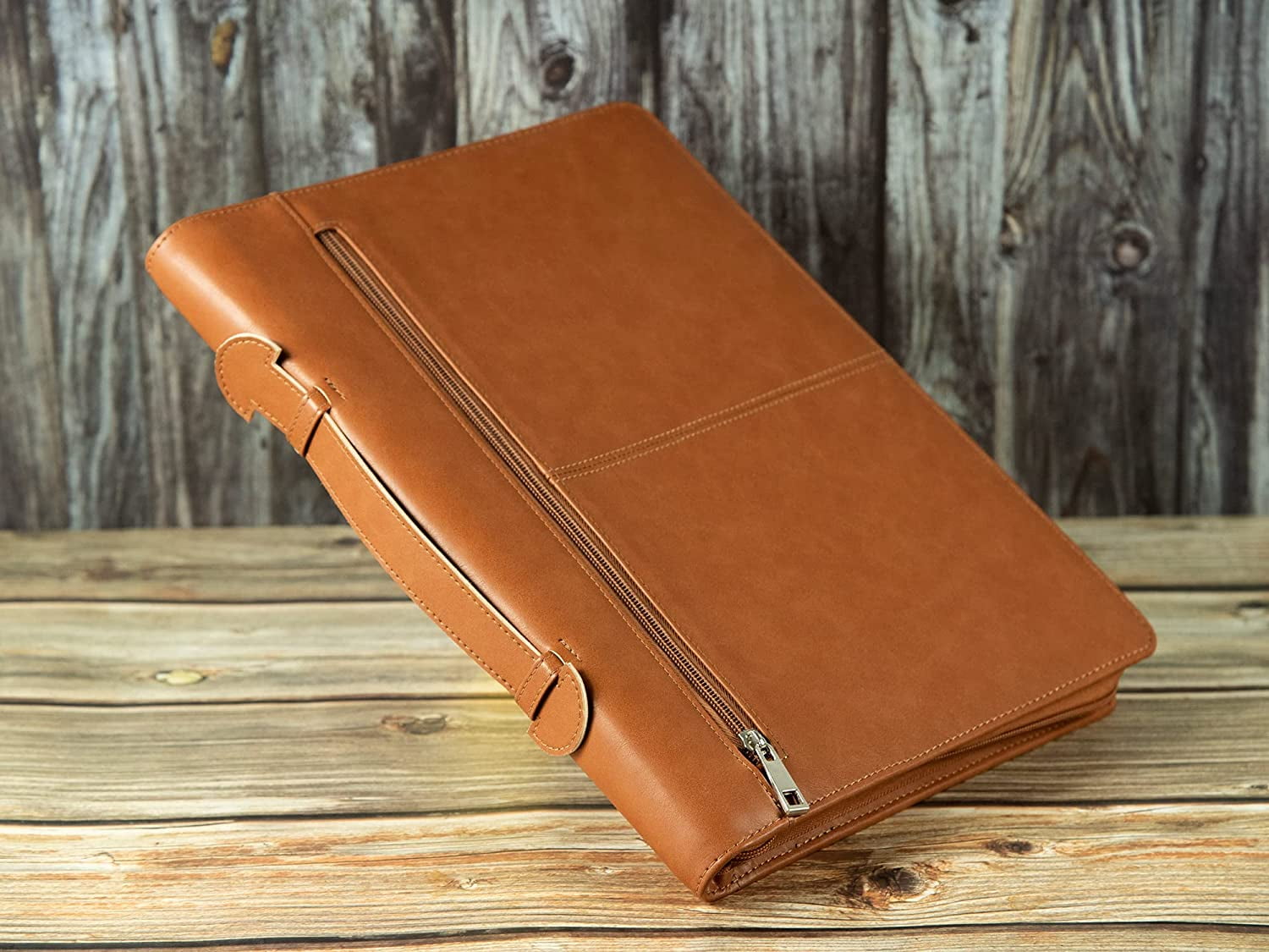 Leather Portfolio Organizer for Men Women, Leather Portfolio
