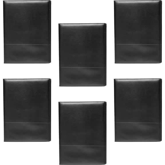 Leather Portfolios Set of 6, Personalized Bulk Pack - Memo Pad, Pen Loop, Notebook Binder - Black
