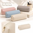thumbnail image 1 of Leather Pouch Pencil Bag Pen Case Cosmetic Makeup Bag | Small Pencil Pouch Students Stationery Pouch Zipper Bag for Pens, Pencils, Markers White, 1 of 6