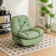 thumbnail image 1 of Leather Power Swivel Glider Lounge Chair with USB Port and Bluetooth, Modern Upholstered Single Sofa Chair with Different Model and Phone Holder, Multifunctional Armless Sleeper Recliner Chair, Green, 1 of 9
