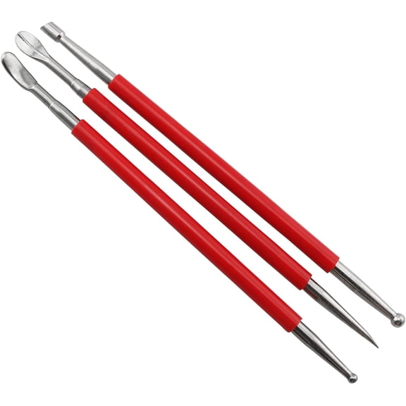 Leather Press Rub Tool 1Set(3PCS) Stainless Steel Leather Point Stylus Modelling Carving Tools Spoon Balls Carving Tools for Leather Craft DIY