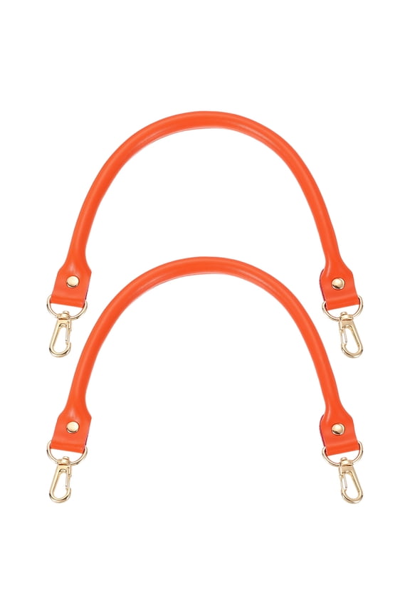 Leather Purse Strap, 2Pcs 400mm/15.75" Cowhide Purse Replacement Handle for Women's Handbag Underarm Bag Tote (Orange)