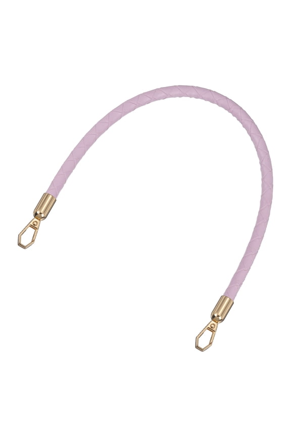 Leather Purse Strap, 45cm 17.7" Braided Bag Straps Handbag Handles Replacement with Golden Buckles for Tote Underarm Bag DIY Purse Making, Light Purple