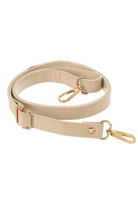 Leather Purse Strap Replacement 51 Inch, Adjustable Shoulder Crossbody Replacement Strap with Gold Hardware, Beige Strap for Bags (Brown)