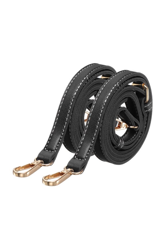 Leather Purse Straps [2Pcs] - 51.2 Inch Adjustable Straps Replacement for Handbags Use for Purse & Crossbody Bag & Handbag - [Black & Gold]