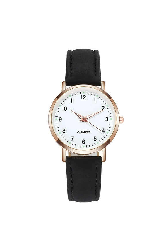Women Luminous Watch Belt Wristwatch with Second Hand Scale Dotted Little Watch Leather Band Stars Watch Frosted Point Watches for Woman with Roman Women Watch Digital Scale Watch