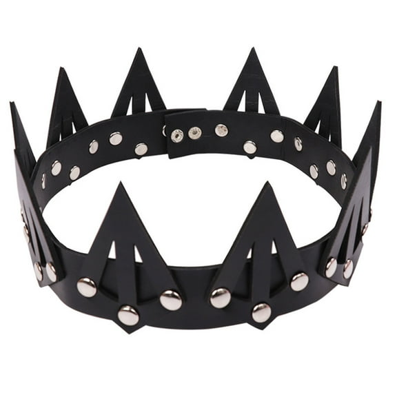Leather Queen Crown Headdress Halloween Crown Cosplay Carnival Headwear Costume Accessory for Creative Photo Prop