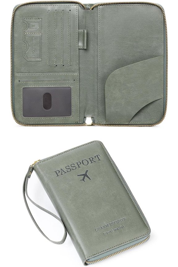 Leather RFID Blocking Passport Holder Travel Wallet, Passport Cover/Travel Wallet for Women/Men with