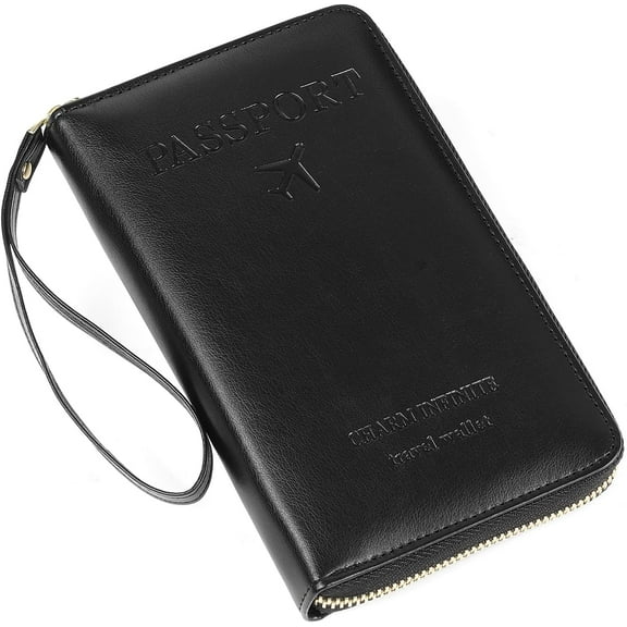 Leather RFID Blocking Passport Holder Travel Wallet, Passport Cover/Travel Wallet for Women/Men with