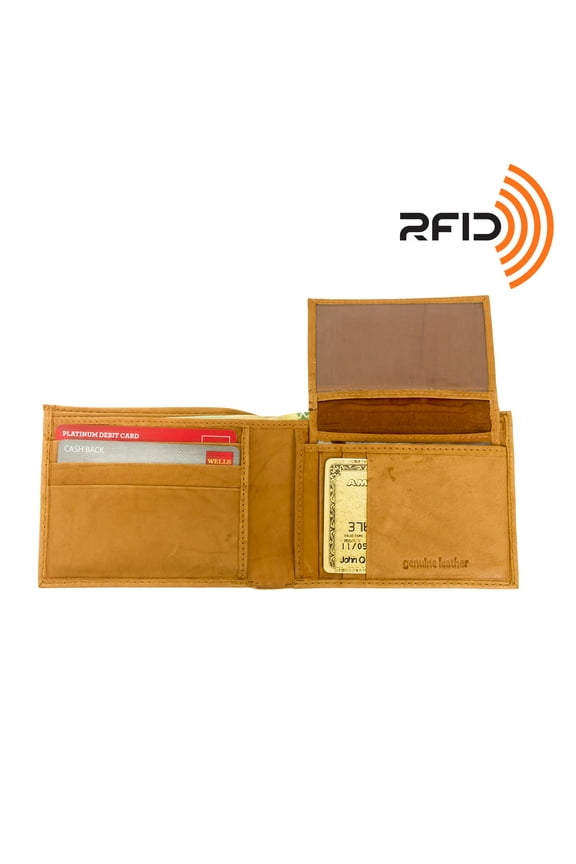 Leather RFID Passcase Bifold Wallet w/ Removable Card Case