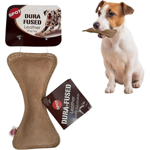 Leather Rabbit Dog Toy – Real Leather & Jute, Double-Stitched, Durable Squeaky Chew Toy for Moderate Chewers, Small & Medium Dogs