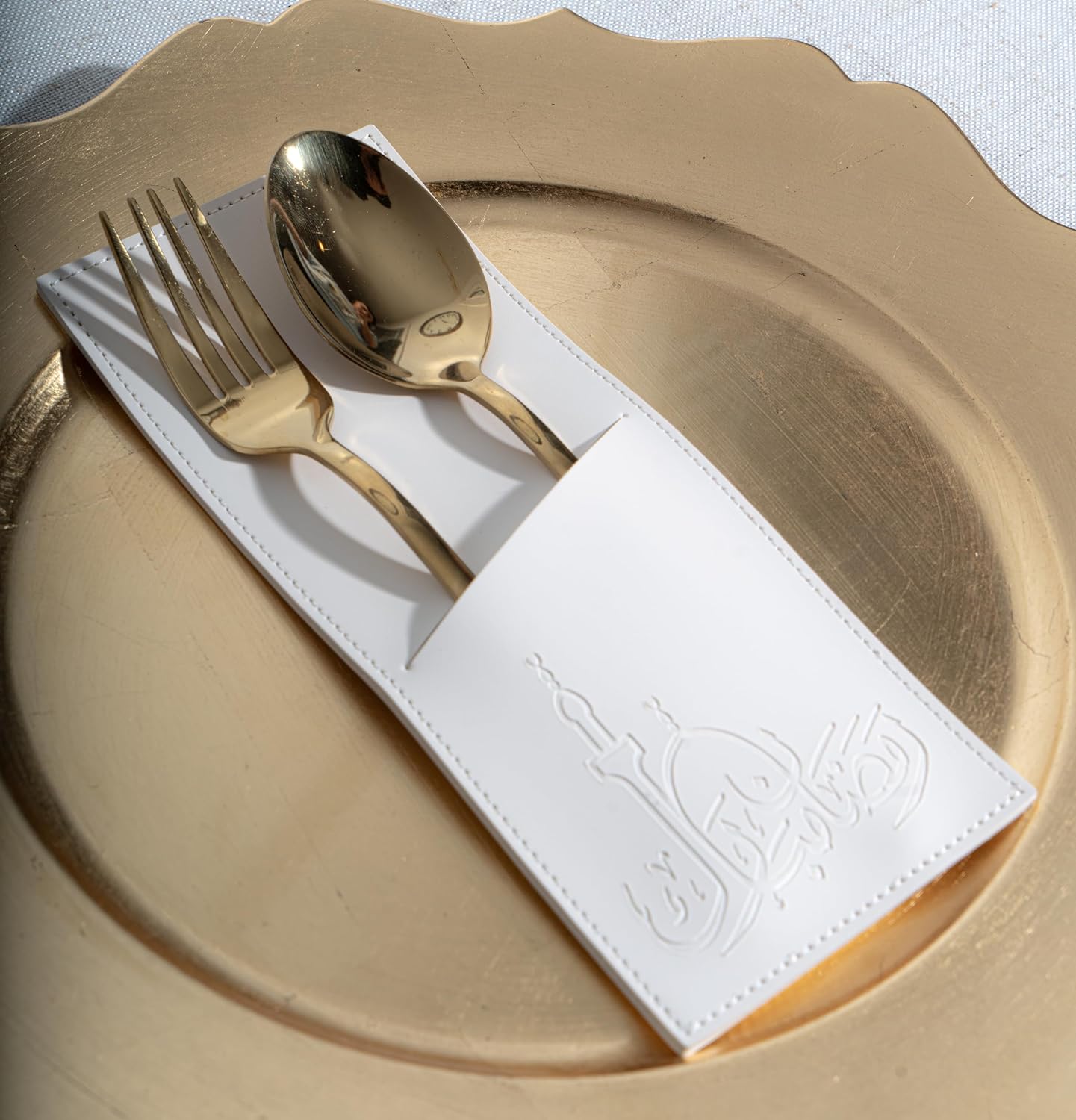 Leather Ramadan Mubark Cutlery Sleeve Utensil Cutlery Holders Pouch