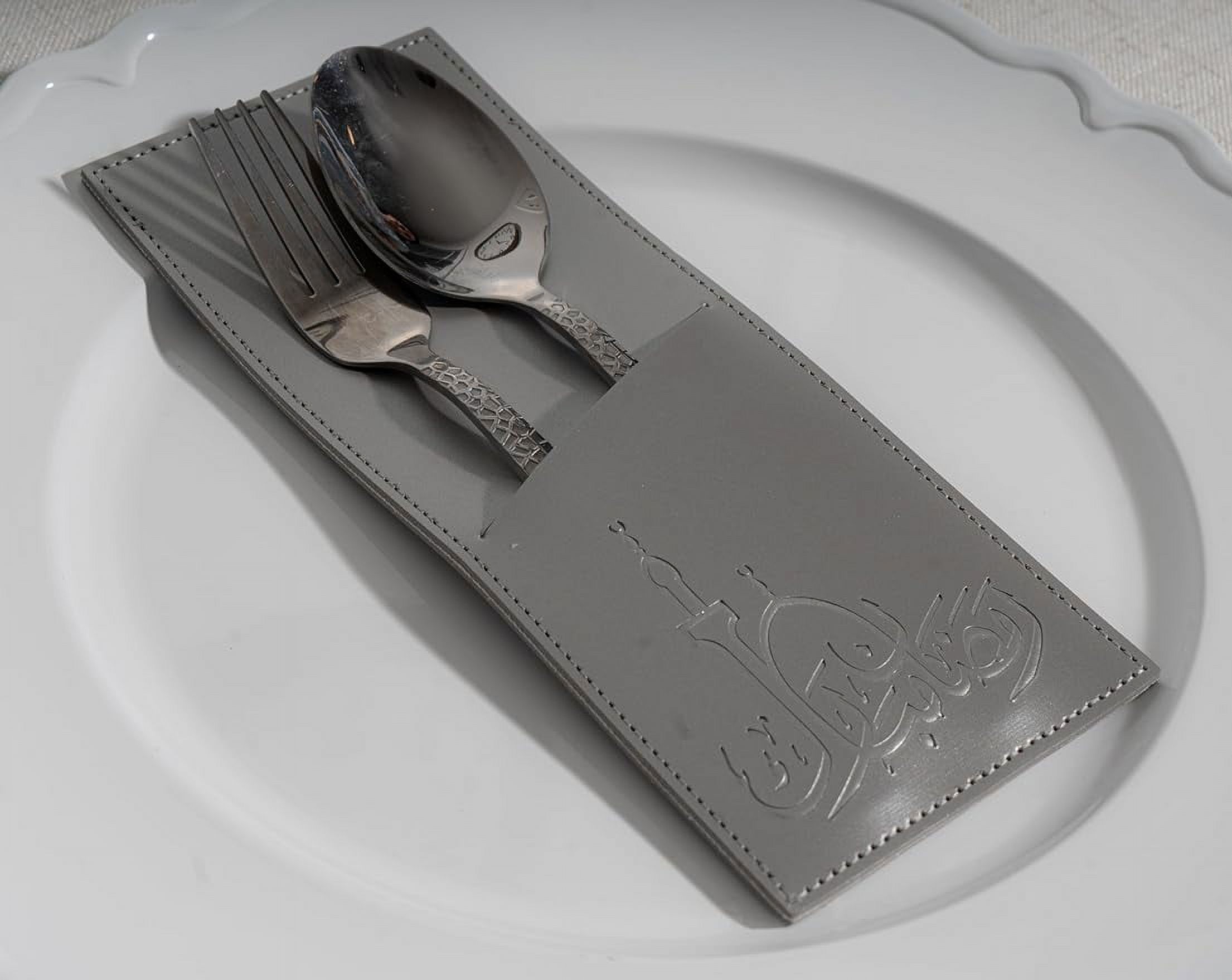 Leather Ramadan Mubark Cutlery Sleeve Utensil Cutlery Holders Pouch