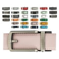 thumbnail image 1 of Leather Ratchet Belt for Women, Trim to Fit 18"- 44" Waist, Automatic Slide Buckle, No Holes, Gift Box by CANDOR AND CLASS (W726 Gunmetal / Mauve 30mm width, Small), 1 of 8