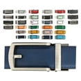 thumbnail image 1 of Leather Ratchet Belt for Women, Trim to Fit 18"- 44" Waist, Automatic Slide Buckle, No Holes, Gift Box by CANDOR AND CLASS (W726 Gunmetal / Navy 30mm width, Small), 1 of 8