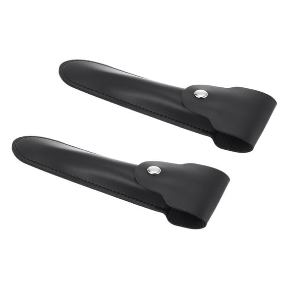 Leather Razor Protecting Cover Double Edge Safety Razor Protecting Sheath Shaver Protective Case, Black 2 Pack
