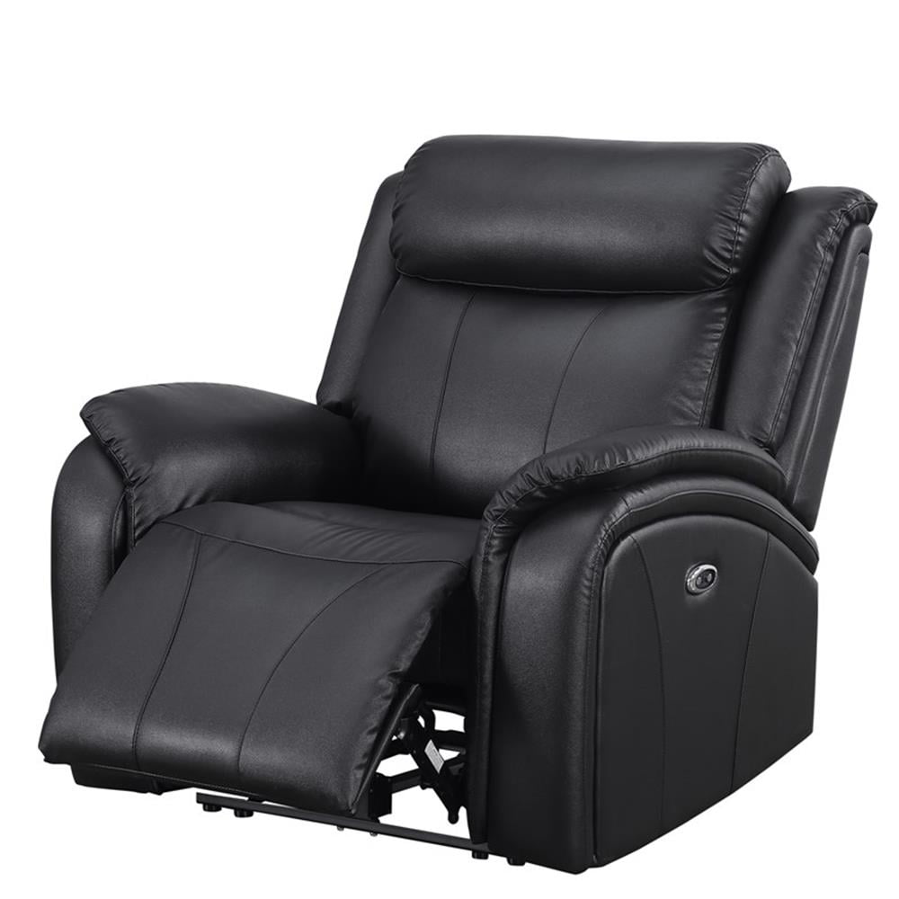 Black Faux Leather Power Lift Recliner Armchair with Wood Frame