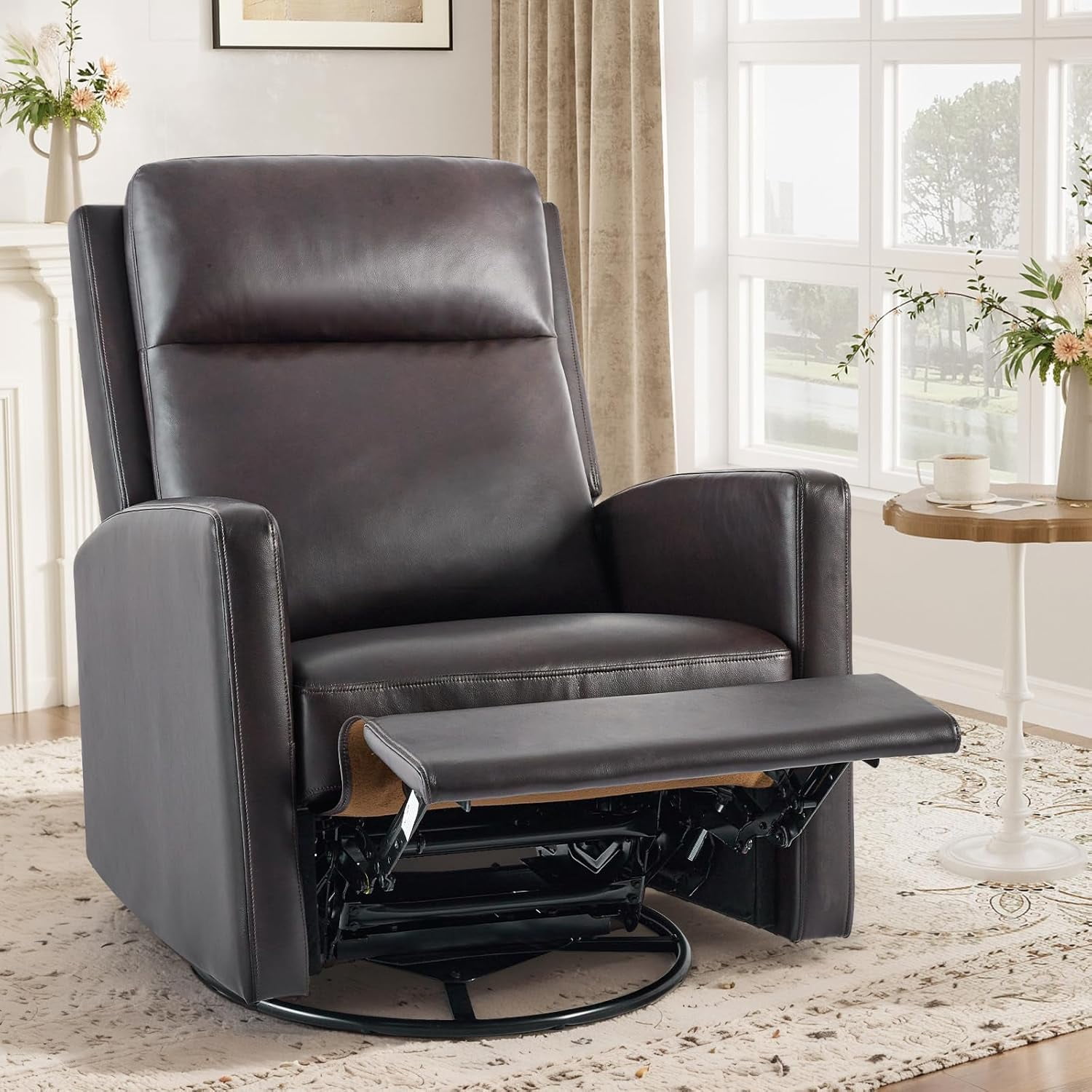 Leather Recliner Chair for Adults Swivel Rocker Recliner for Small ...