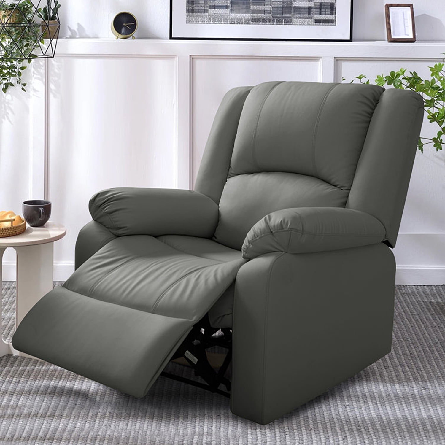 Leather Recliner Chair with Overstuffed Arm and Back,Soft Living Room