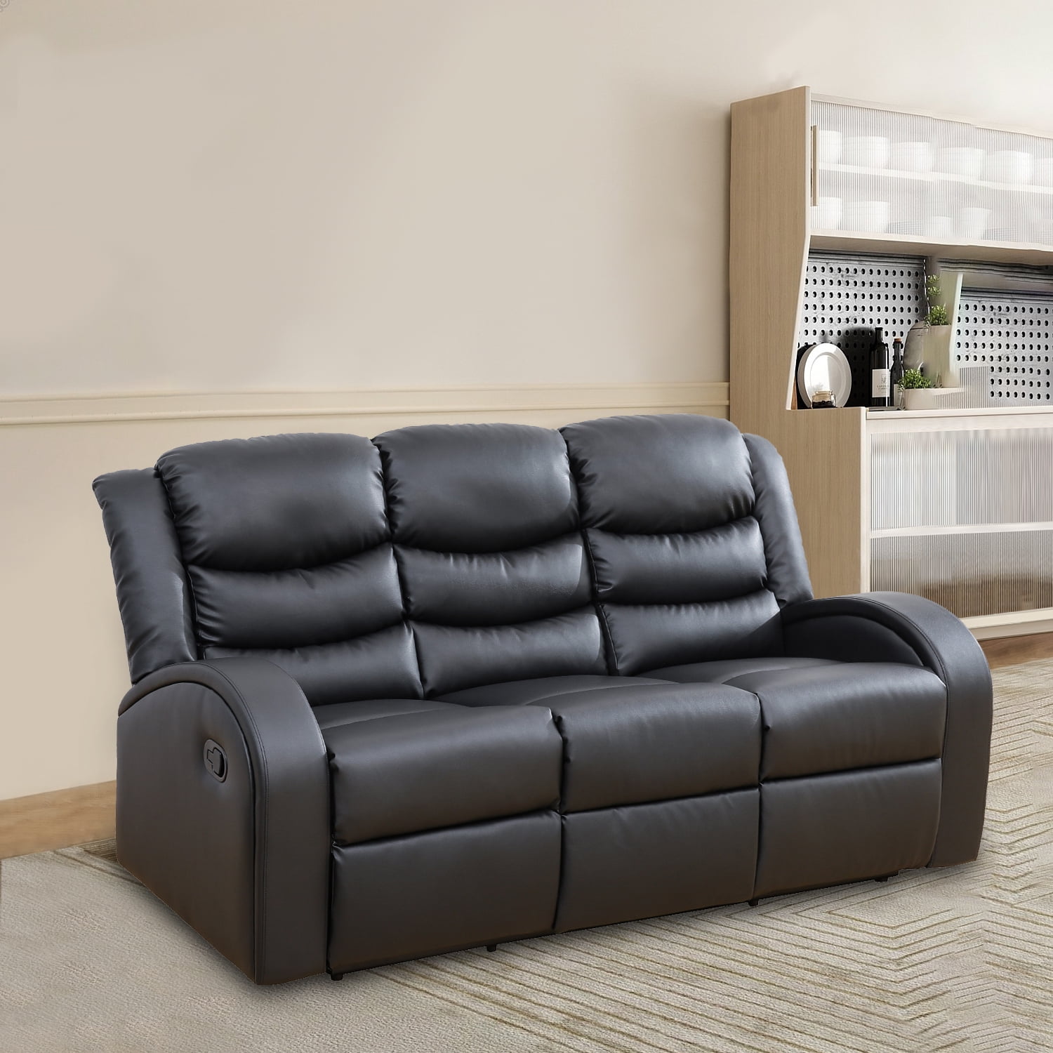 Leather Recliner Sofa Set, Living Room Furniture Set, Leather Reclining