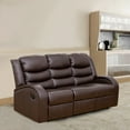 thumbnail image 1 of Leather Recliner Sofa Set, Living Room Furniture Set, Leather Reclining Sofa Recliner Couch Set for Office Home(Sofa,Brown), 1 of 5
