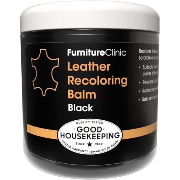 The Original Leather Recoloring Balm by Furniture Clinic - Black Leather Dye for Furniture, Couches & Car Seats - Restore Scratched, Faded, & Damaged Surfaces