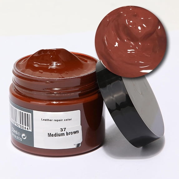 Leather Recoloring Balm, Leather Color Restorer, Leather Paint Repair Filler Kit, Leather Restoration Scratch Cream Dye Polish for Couch Furniture Couches Sofa (Medium Brown)