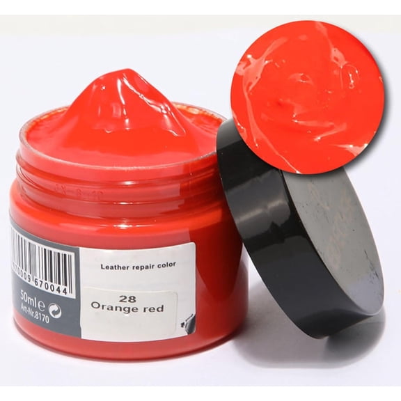 MAICHUNNN Leather Recoloring Balm, 50ML Leather Color Repair Cream for Sofa, Couch, Car Steering Wheel, Bag, Jacket, Shoes - Leather Restorer for Faded, Scratched Leather Goods (Orange red)